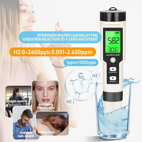 Hydrogen Water Tester 4 in 1 PH, pH Meter ORP Meter Hydrogen Tester - Image 4