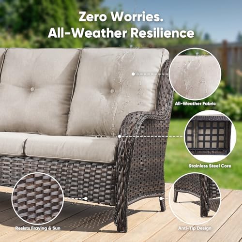 Belord 3-Piece PE Wicker Outdoor Sofa - Image 5