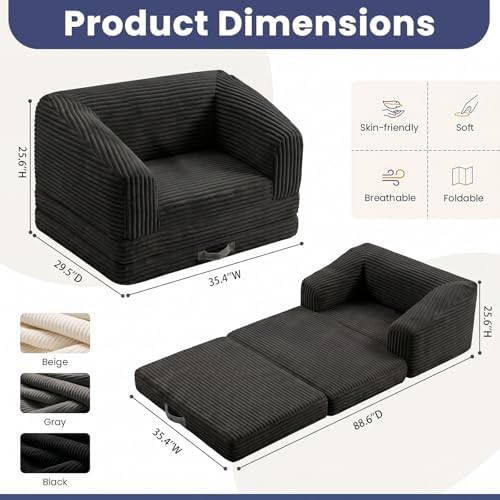 JUIKURY Convertible Sofa Bed, 3-in-1 Foldable Loveseat Couch - Image 2