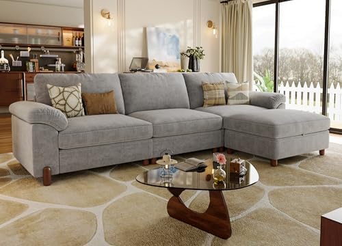SITJOY Cloud Couch Sectional, 3 Seater L-Shaped, Chenille in Light Gray by SitjoyComfortableSitting