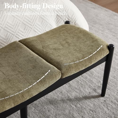 DUOMAY 55'' Modern Ottoman Bench, Chenille Upholstered Entryway Bench Bedroom - Image 4