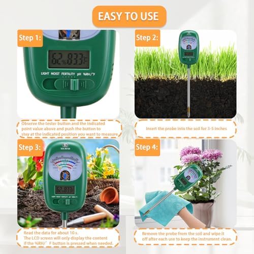7-in-one Soil Test Kit, Soil Moisture Meter/PH Meter/Sunlight - Image 6