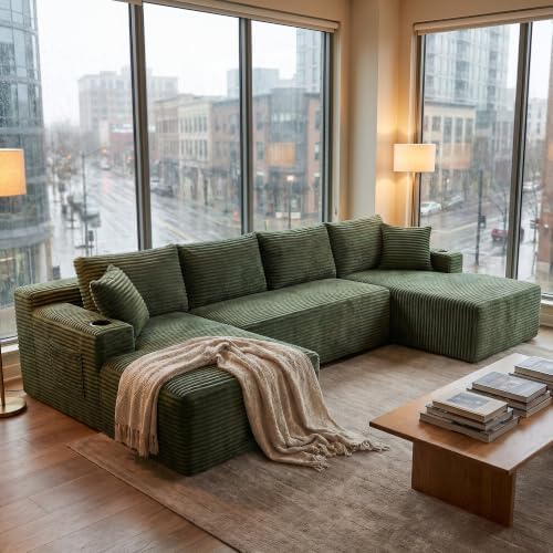 125" Modular Sectional Sofa Couch, U-Shaped Boneless Couch by VYNELITO