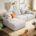 Homkdom Modular Sectional Sofa for Apartment, Light Grey Check, Left Facing by ElevateYourHome%EF%BC%8CEnhanceEver