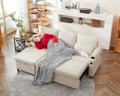 Sofa Bed Pull Out 2 in 1 Sectional Sleeper Sofa L Shaped Couch - Image 3