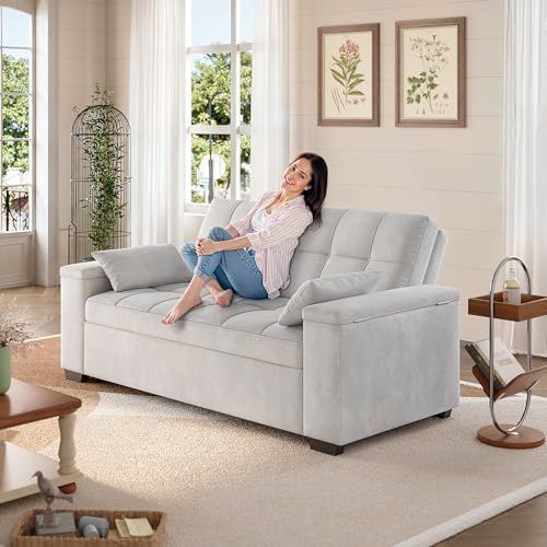 Gizoon Convertible Sofa Bed, 3 in 1 Velvet Sleeper Sofa - Image 5