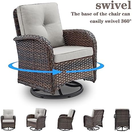 Belord Patio Furniture Swivel Glider PE Wicker Chairs, Outdoor Swivel Rocker - Image 2