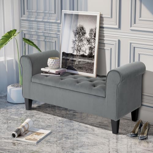 HOMCOM Button-Tufted Storage Ottoman Bench - Image 2