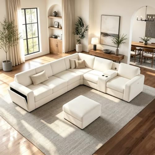 Vesgantti Modular 6-Seater Chenille L Shaped Sectional Sofa by Vesgantti