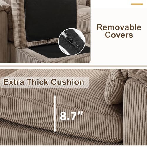 HAOMARKETS 141" Wide Modular Sectional Corner Sofa Couch, Oversized Corduroy U - Image 4