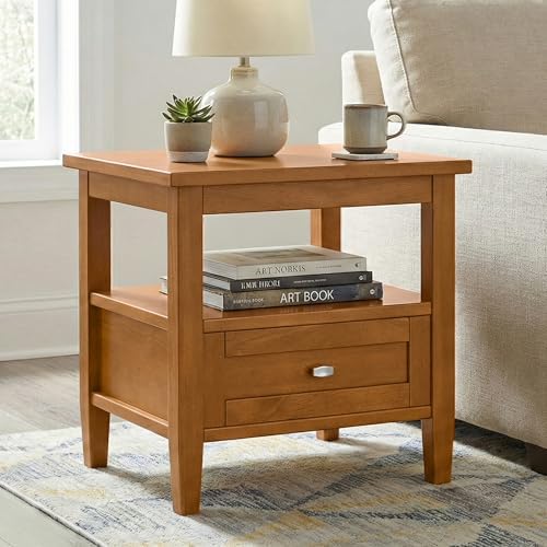 SIMPLIHOME Warm Shaker 20" Wide Solid Wood End Table in Light Golden Brown - Image 2
