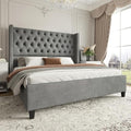 Jocisland Queen Size Bed Frame Velvet Upholstered Platform Bed by Jocisland