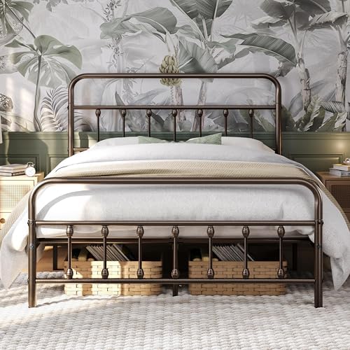 Yaheetech Full Metal Platform Bed Frame, Victorian Headboard & Footboard by Yaheetech