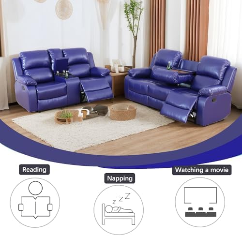 A Ainehome Living Room Furniture Set Leather Recliner Sofa Set Loveseat Chair - Image 5