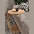 C Shaped End Table for Couch Small Places, Space Saver Round Side Table for by Furpinea-HandmadewithLove