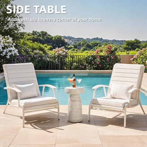 24" Side Table Outdoor, Large Modern Geometric End Table - Image 4