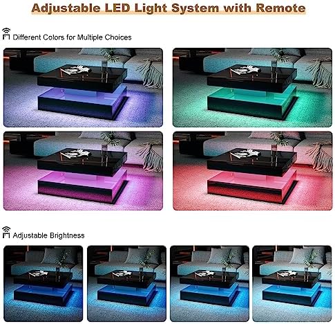 HedoAjim Black LED Coffee Table - Image 3