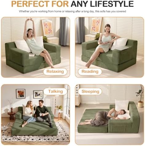 Erament Boneless Loveseat Convertible Sofa Bed, Folding Floor Futon Sleeper - Image 6