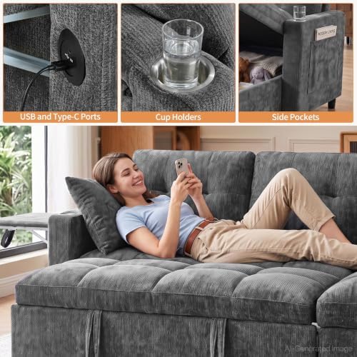 108”Pull Out Sofa Bed, U Shaped Sleeper Sofa - Image 6
