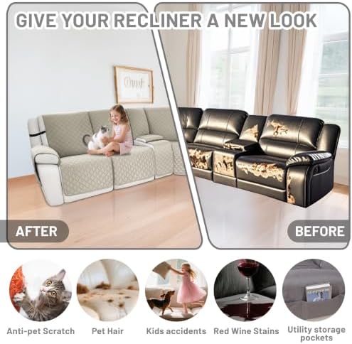 Waterproof Sectional Reclining Couch Covers L Shaped Recliner Sectional Sofa - Image 6
