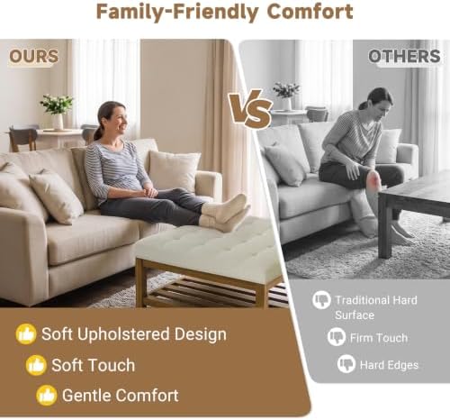 Befurtori Ottoman with Storage Bench, Linen Ottoman Coffee Table - Image 5