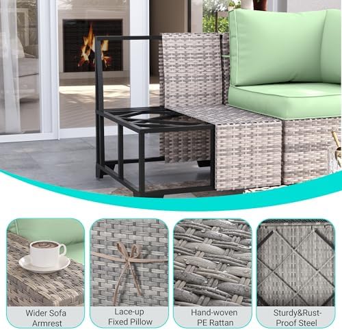 Outdoor Patio Furniture Set PE Wicker Rattan Outdoor Sectional Sofa - Image 4