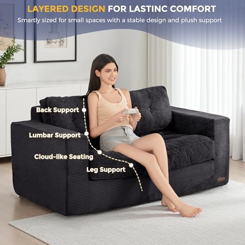 MAXYOYO Loveseat Sofa Couch, Upholstered Bean Bag Chair Cloud Seat - Image 4