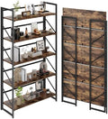 JSB 5 Tier No Assembly Folding Bookshelf, 30.7" Wide Foldable Storage Bookcase by HomeFurniture