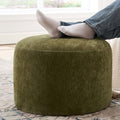 Upholstered Round Green Pouf Ottoman, Modern Footstool by Scingu