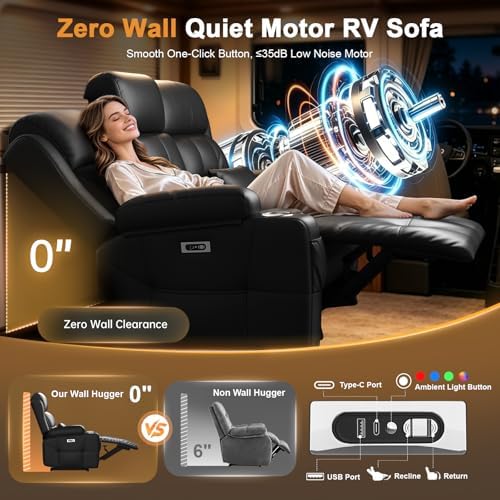 Home Theater Seating, 3 Seat Power Loveseat Recliner Sofa - Image 5