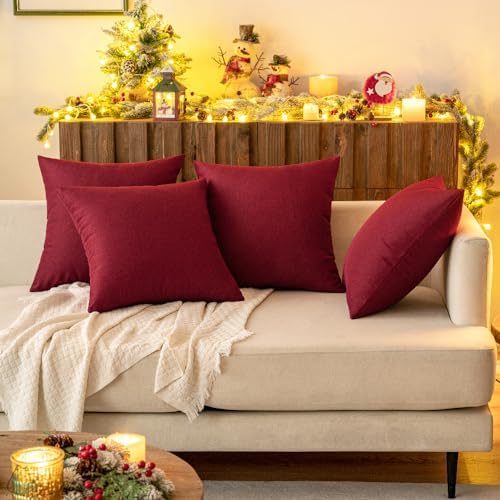 MIULEE Decorative Outdoor Pillow Covers Christmas 18x18 Wine Red - Image 7