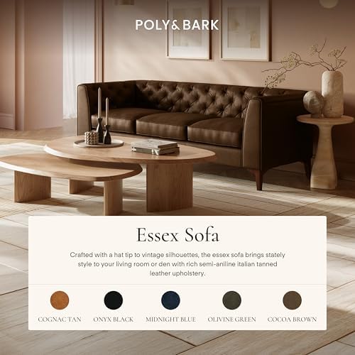 Poly & BARK Essex 89” Full-Grain Italian Leather Sofa – Tufted Back, - Image 3
