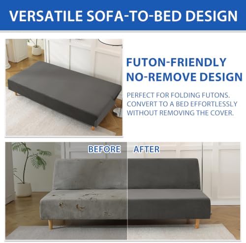 XINEAGE Velvet Futon Cover, Stretch Armless Futon Slipcover - Image 6