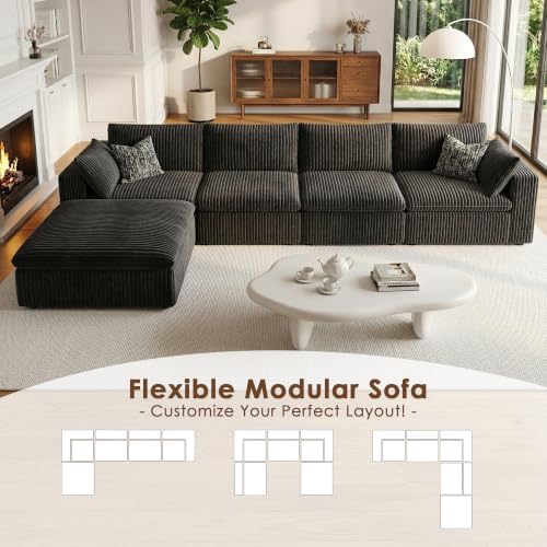 157.5" Cloud Couch Modular Sectional Sofa, Boneless L-Shaped 5 Seater Deep Seat - Image 5