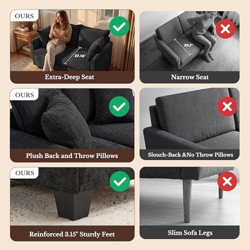 KYJ Loveseat Sofa, Cloud Love Seat Couch 3 Layer Cushion - Image 6