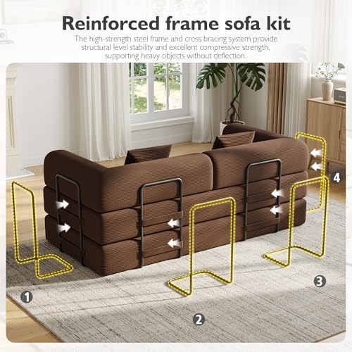 79in Boneless Couch Convertible Futon Sofa Bed Queen - Image 7
