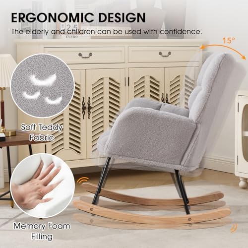 Nursery Rocking Chair, Teddy Upholstered Glider Chair - Image 4