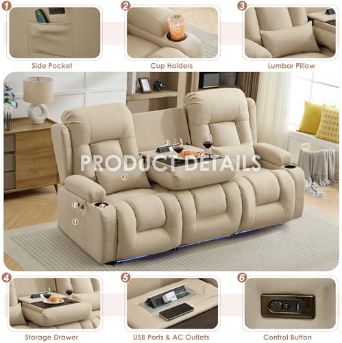 TUNYI Power Loveseat Recliner Sofa - Image 7