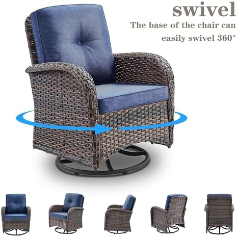 Belord Patio Furniture Swivel Glider PE Wicker Chairs, Outdoor Swivel Rocker - Image 2