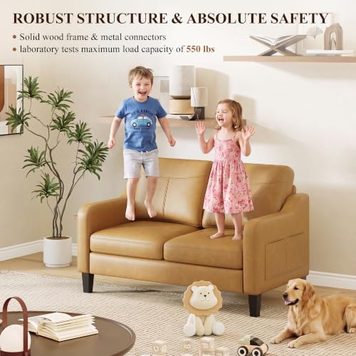 MALOL 51" Leather Loveseat Sofa - Image 6