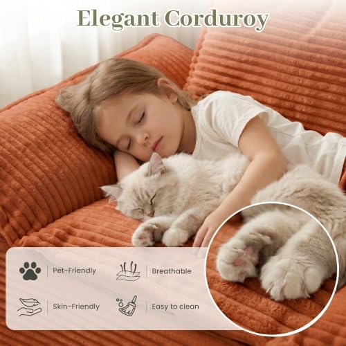 JUIKURY 55" Convertible Corduroy Sofa Bed, Boneless Foldable Loveseat Sleeper - Image 3