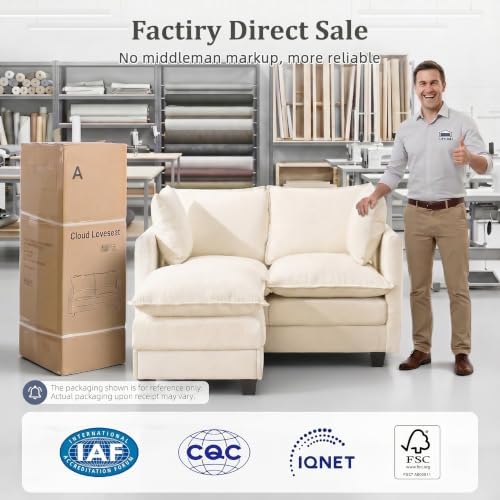 2-Seater Loveseat Sofa with Ottoman, Pet-Friendly Chenille, Washable Pillows - Image 6