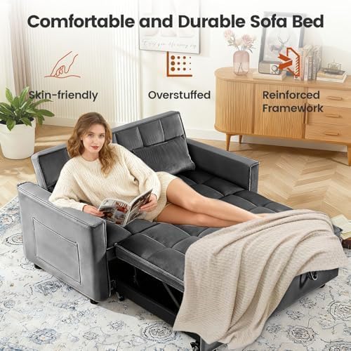 Sleeper Sofa Bed with Adjustable Backrest & Side Pockets - Image 6