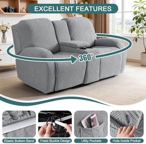 Ruaozz Stretch Loveseat Recliner Cover - Image 5