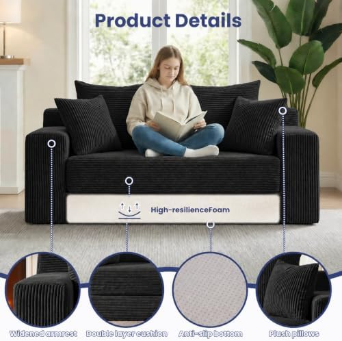 3-in-1 Convertible Sofa Bed: Boneless Loveseat Sleeper & Folding Couch Bed - Image 4