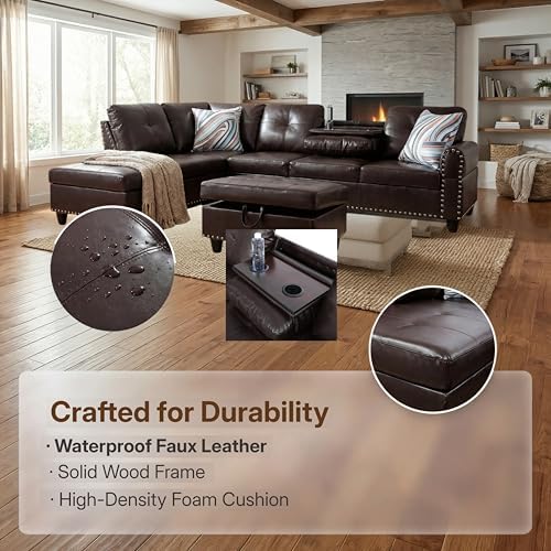 Faux Leather Sectional Couches for Living Room - Image 5