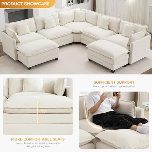 113'' V Shaped Sectional Cloud Couch, Modular Sofas - Image 3