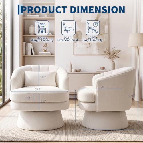 Garvee Teddy Swivel Accent Chair, 360° Barrel Chair - Image 2