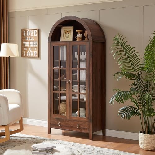 RowyPoey 71" Tall Arched Cabinet Bookshelf - Image 4