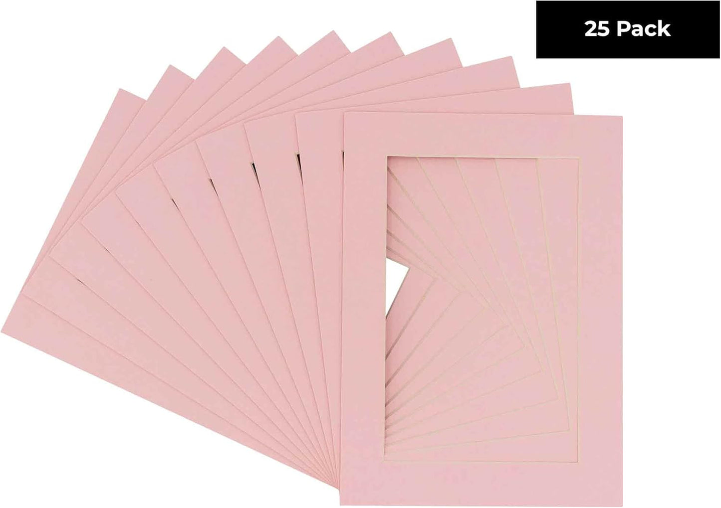5.5x8.5 Mat for 8.5x11 Frame - Precut Mat Board Acid-Free Show Kit with Backing Board, and Clear Bags Soft Pink 5.5x8.5 Photo Matte For a 8.5x11 Picture Frame Matboard for Framing, Pack of 25 Mats
